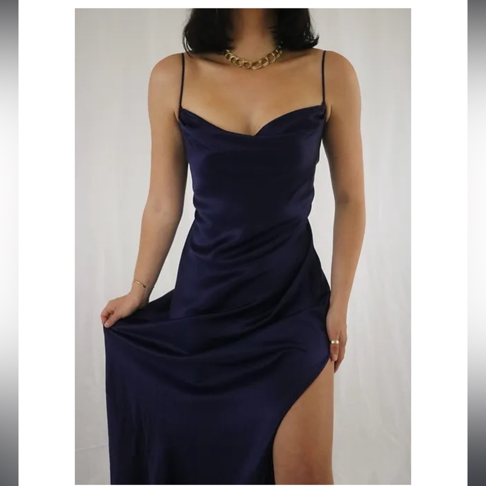 Victoria’s Secret Silk Slip Maxi Dress Navy Blue